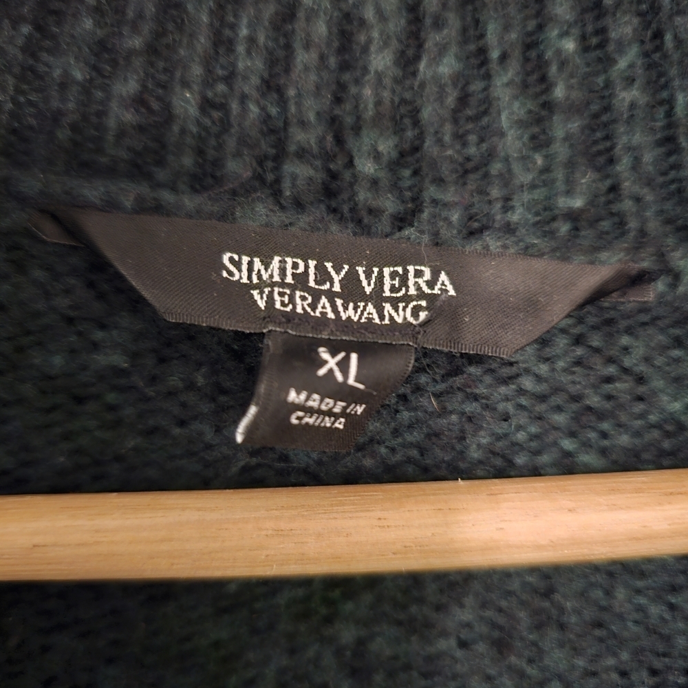 Simply Vera Vera Wang Forest Green Open Cardigan - Picture 2 of 6